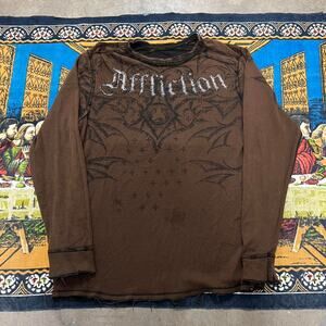 Affliction Long Sleeve Thermal shirt size xxl skulls grunge